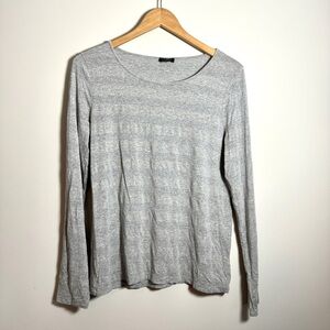 Women’s Medium Talbots Long Sleeve Grey Silver Striped Shirt